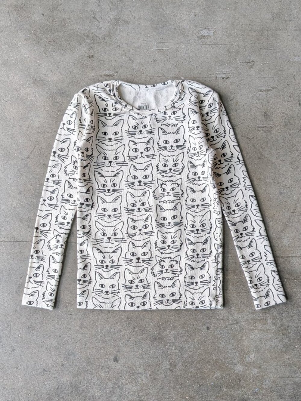 Winter Water Factory Black and White Cat Print Long Sleeve Top size 4T